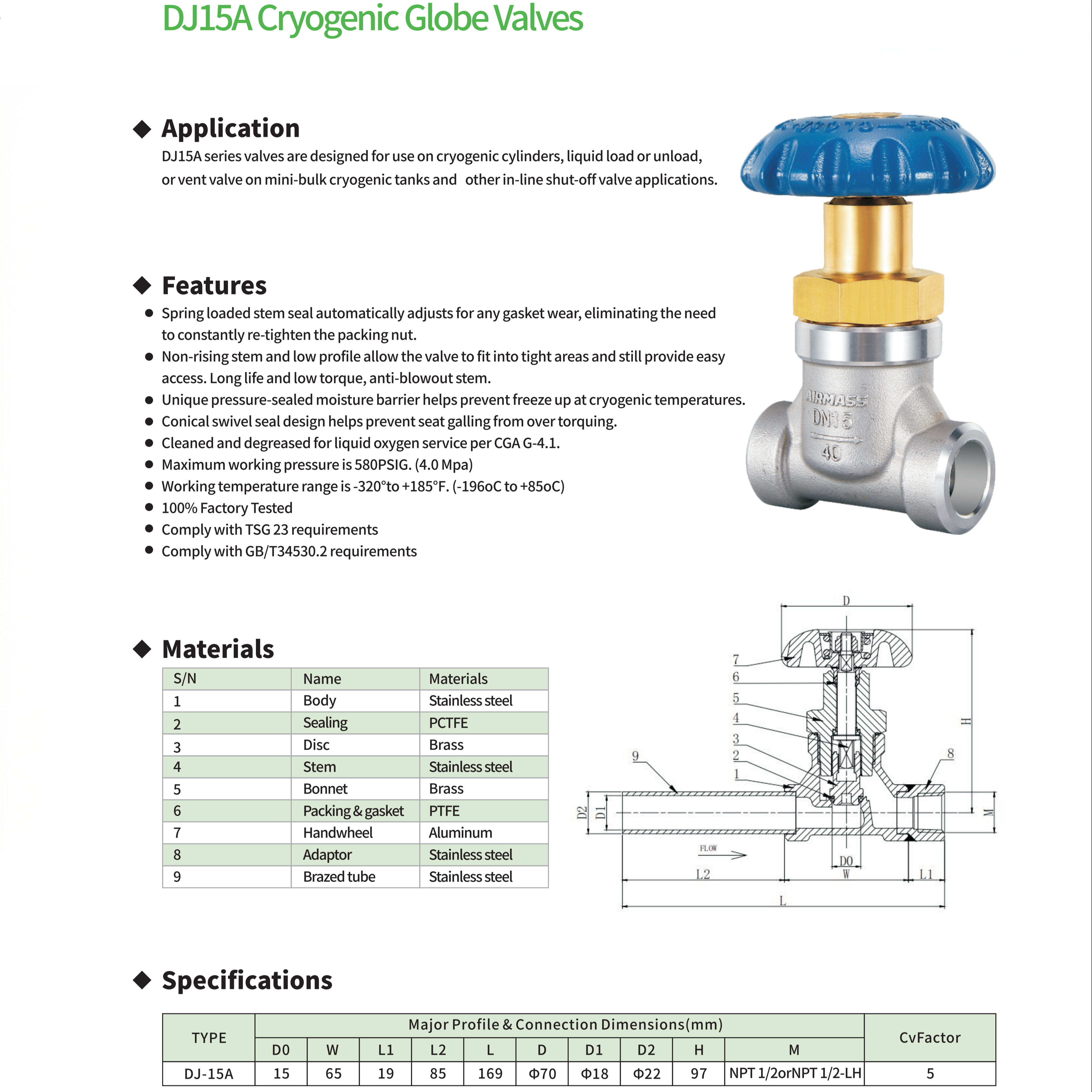DJ15A Cryogenic Globe Valves