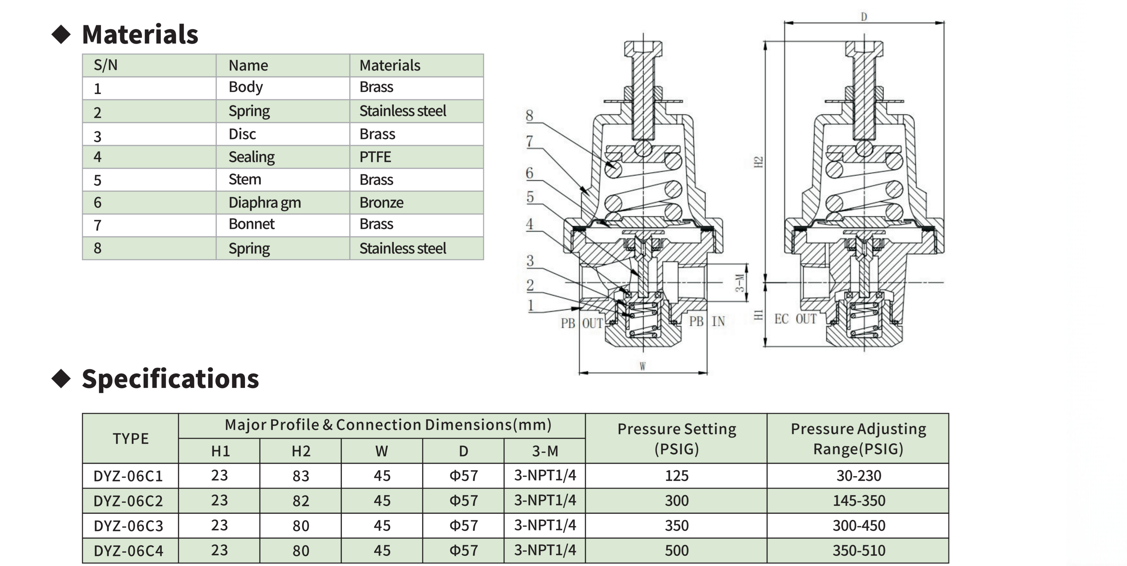 DYZ06C Cryogenic CombiPressure Regulator