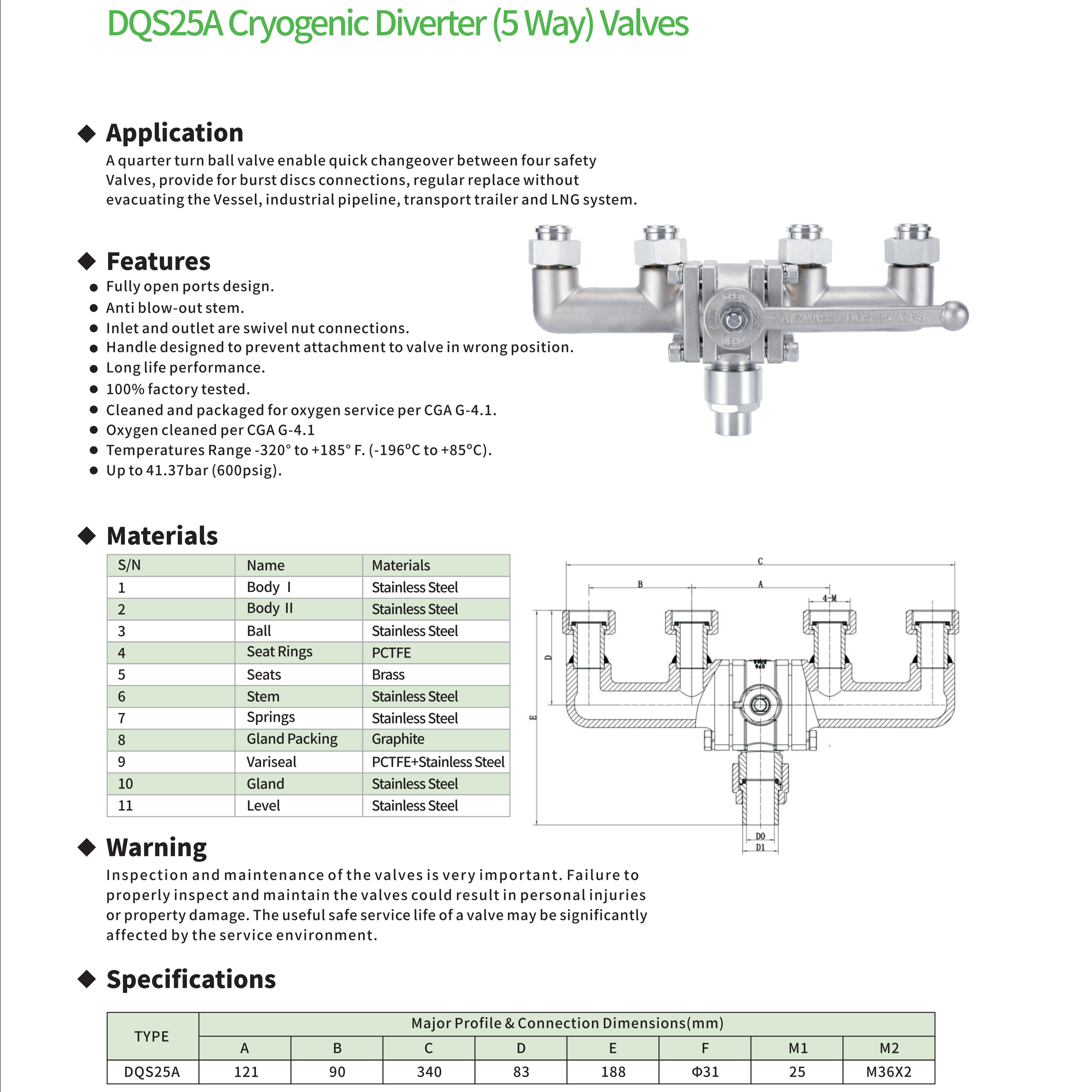 DQS25A Cryogenic Diverter (5Way) Valves