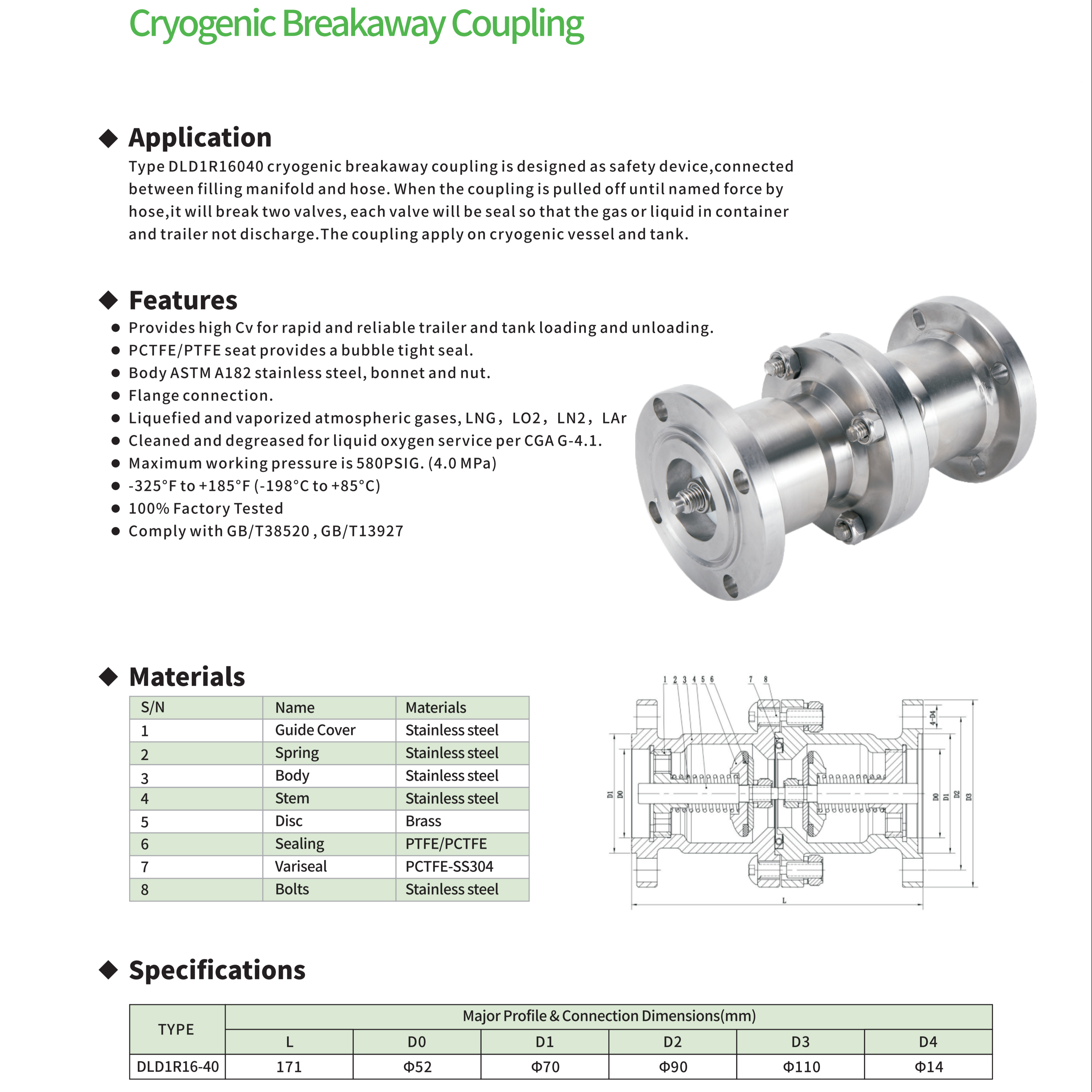 Cryogenic Breakaway Coupling
