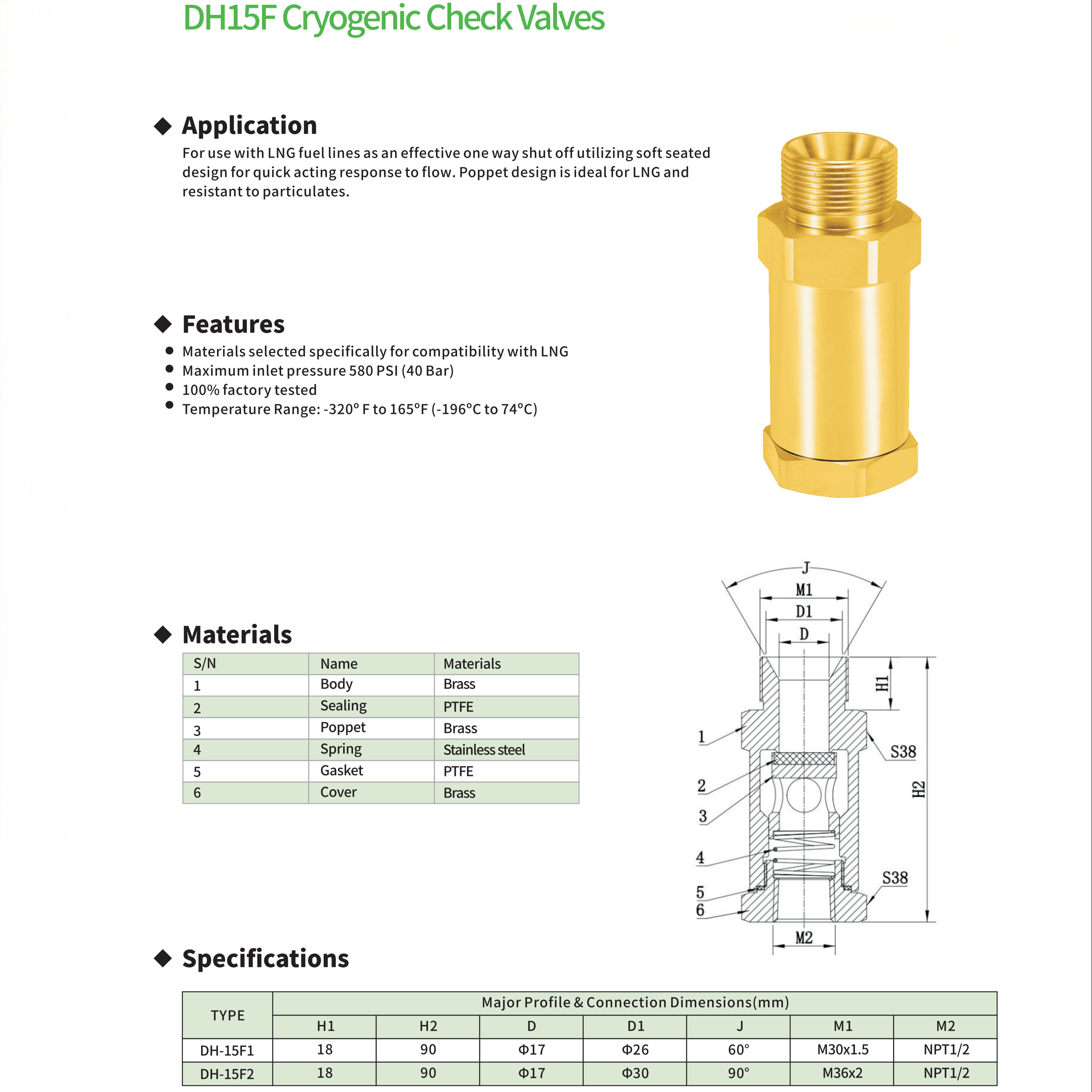 DH15F Cryogenic Check Valves
